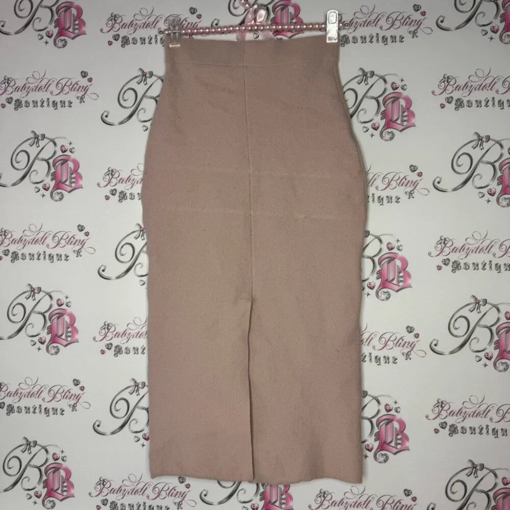 The group babaton aritzia skirt pink blush thick sexy slit in back warm luxury